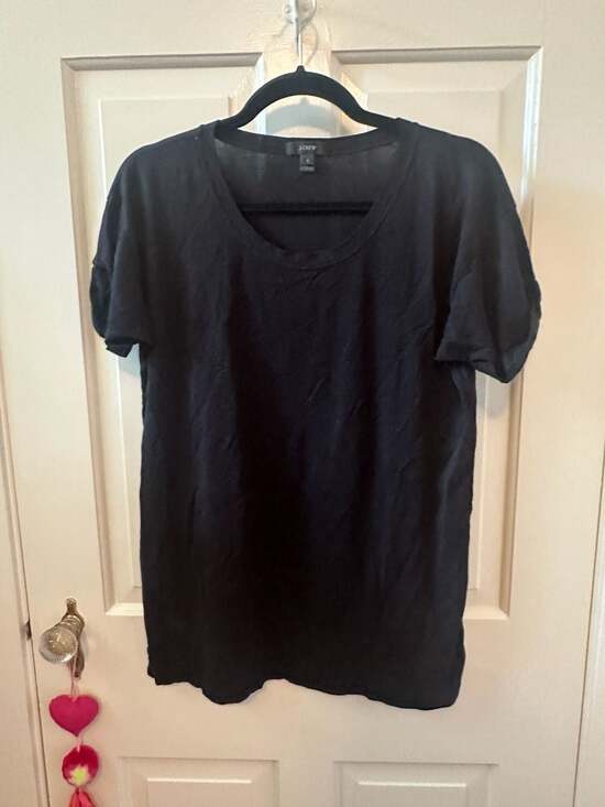 J.Crew Tops - J.Crew Women's Black Cotton Split Hem Tee, Size S